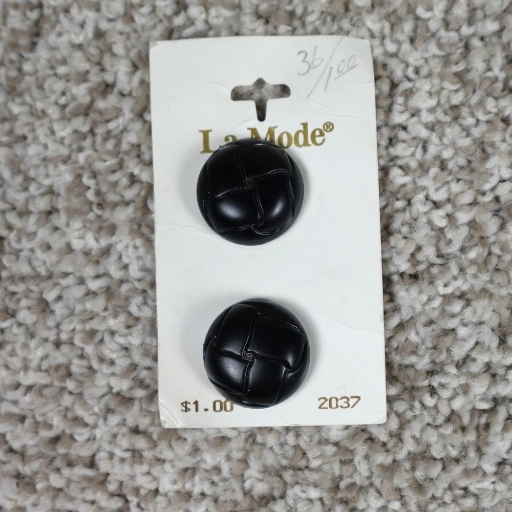 La Mode Black Woven Style Buttons 7/8 Inch 22mm Made in Italy‎ 2037 2 Count